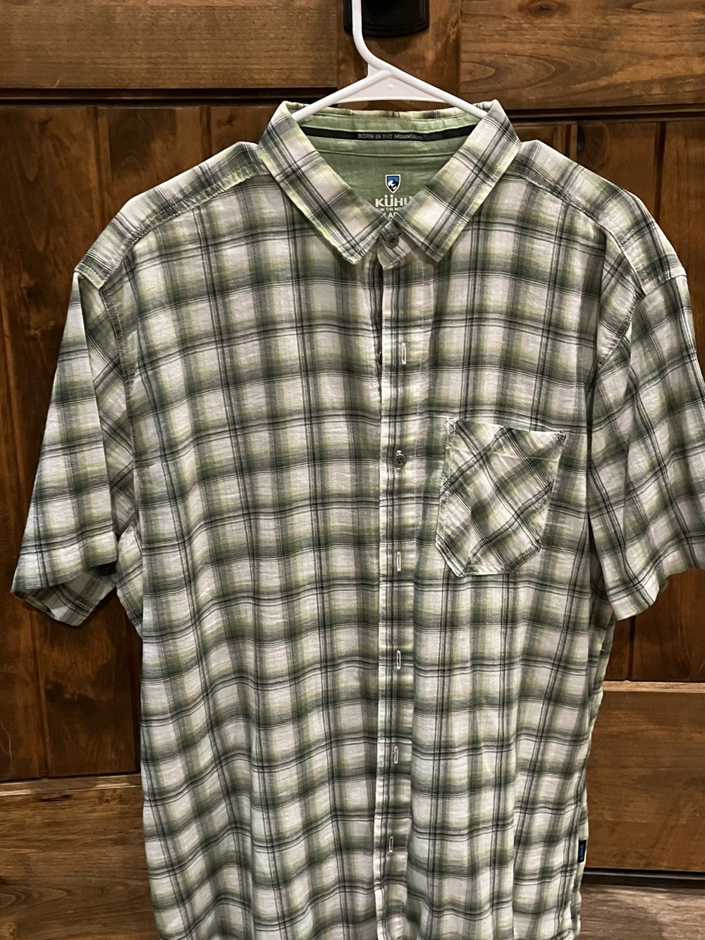 Kuhl Men's Green Plaid Short Sleeve Button-Down Shirt
